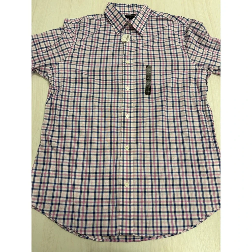 Brand New Banana Republic Men's Large Large Slim Fit Plaid Long Sleeve Shirt